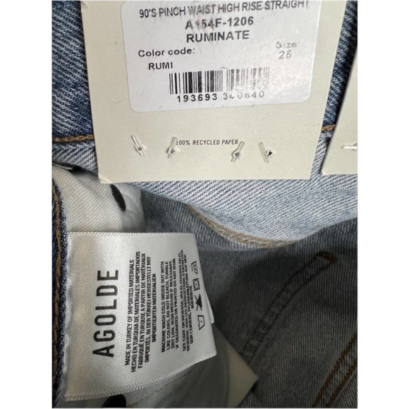 Agolde 90'S PINCH WAIST HIGH RISE STRAIGHT IN RUMINATE Size 25 - Picture 13 of 16